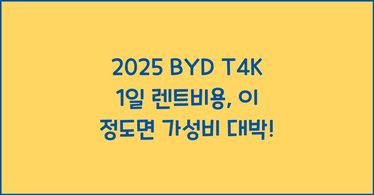 2025 BYD T4K 1일 렌트비용