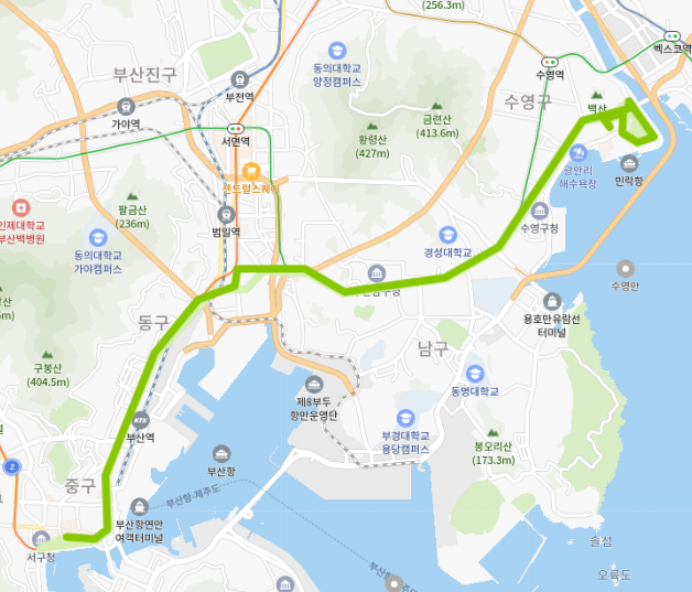  부산 41번 버스 노선, 시간표 정보 [광안리, 수영구청, 경성대, 부산역, 자갈치역 시장]