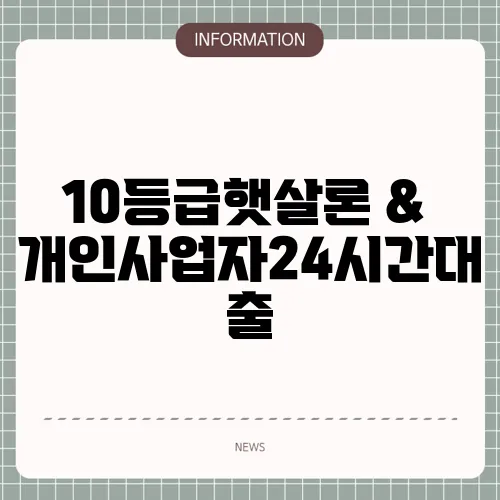 10등급햇살론 & 개인사업자24시간대출