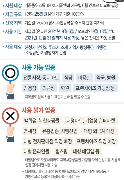 코로나 상생 국민지원금 사용처