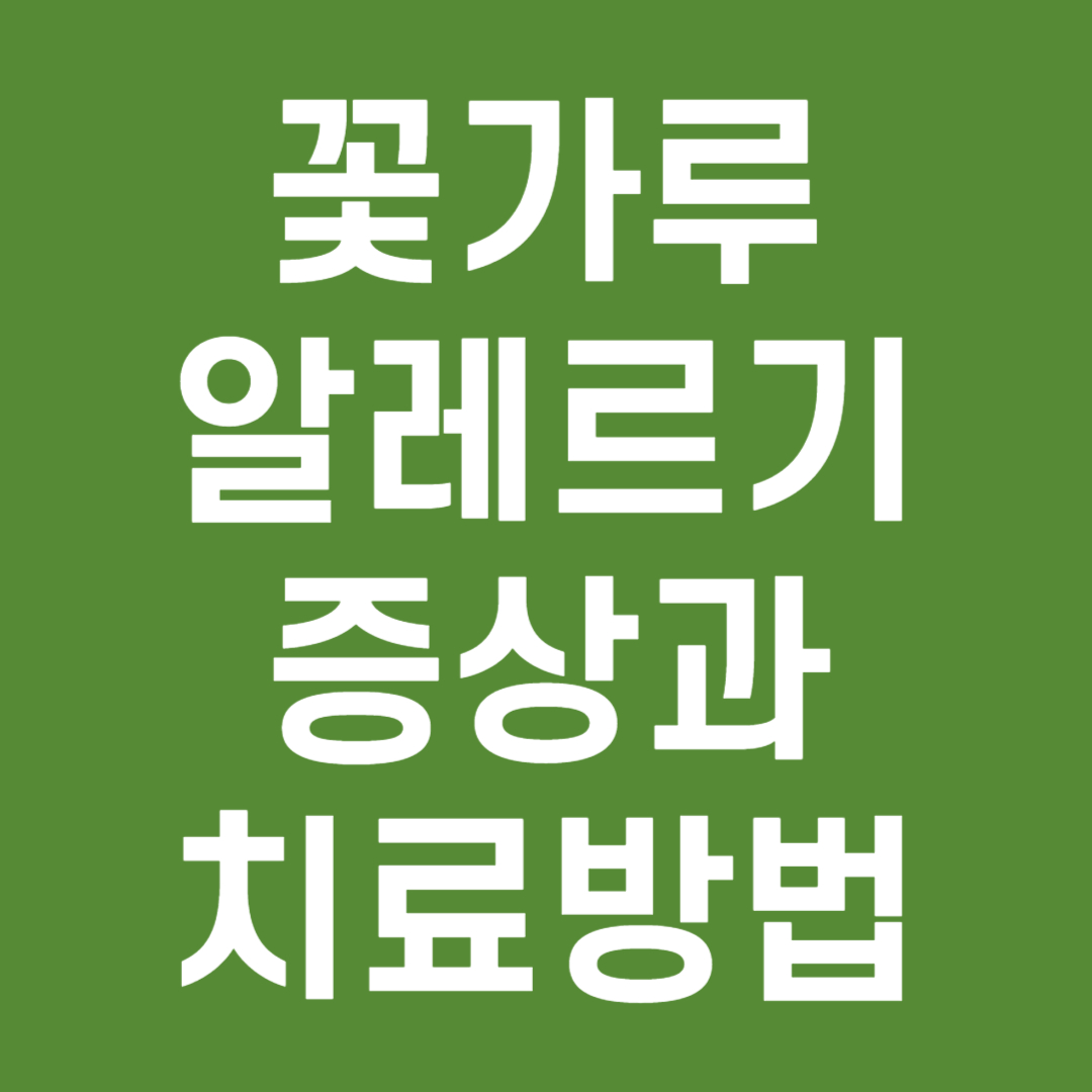 꽃가루알레르기증상과치료방법