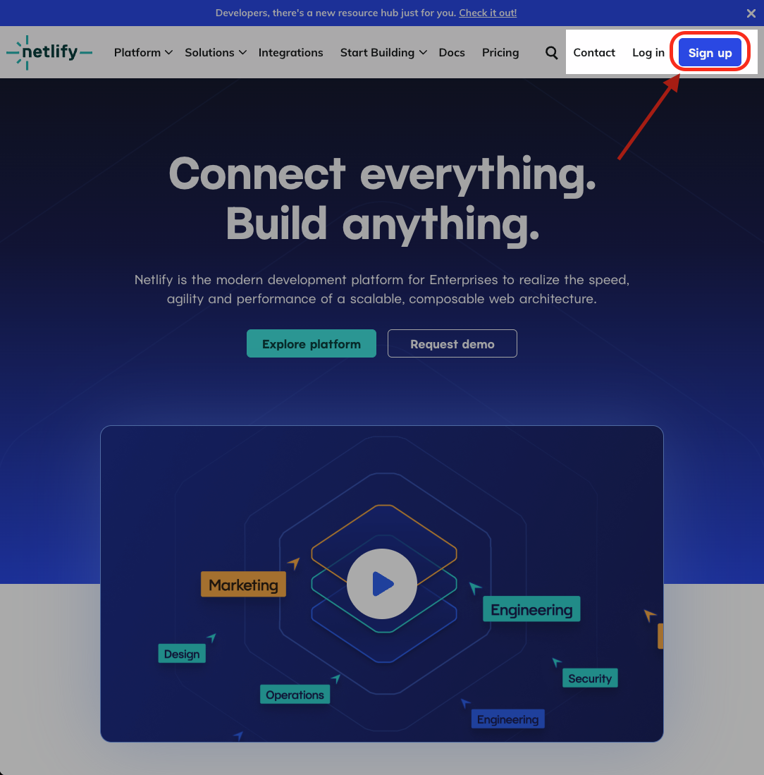 Netlify 메인 페이지