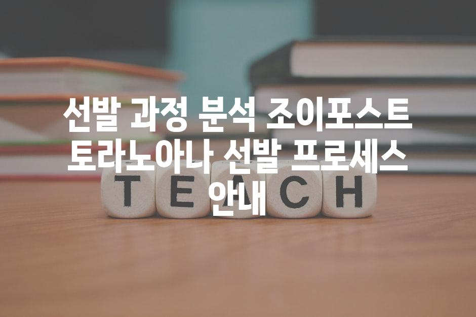 선발 과정 분석 조이포스트 토라노아나 선발 프로세스 안내
