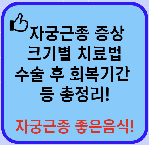 자궁근종 증상 수술후 회복기간 크기별 치료 등 총정리(24년 Ver)