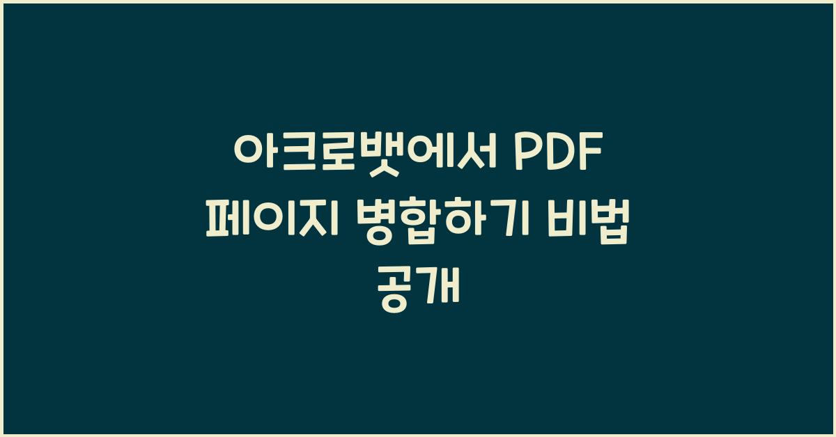 아크로뱃에서 PDF 페이지 병합하기