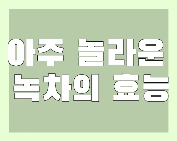 아주 놀라운 녹차의 효능