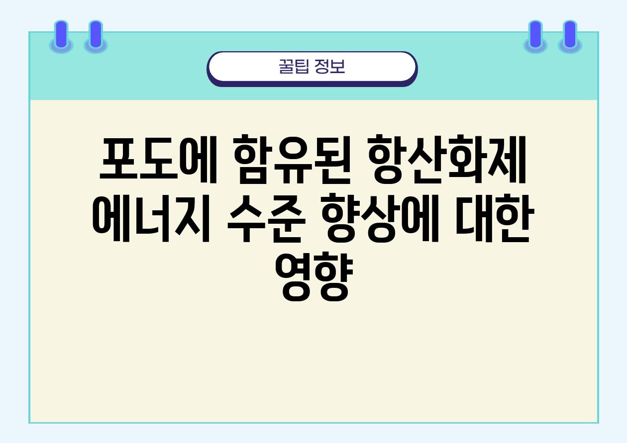 포도에 함유된 항산화제 에너지 수준 향상에 대한 영향