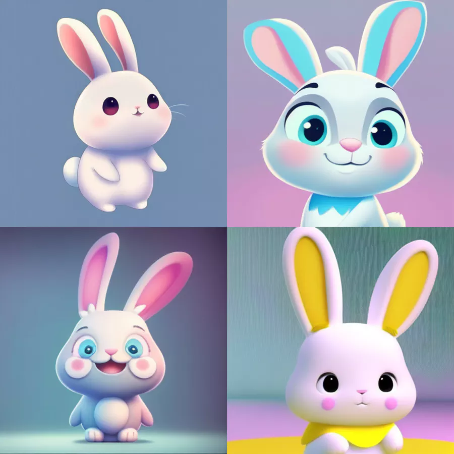 /imagine prompt: pixar art cute rabbit {--niji&amp;#44; --v 5) 결과 1