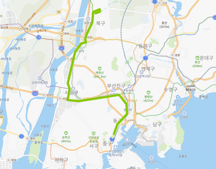  [시내]부산 59번버스 노선, 시간표 정보 : 부산역 ↔ 화명동