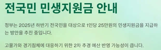 전국민 민생지원금 25만원 안내