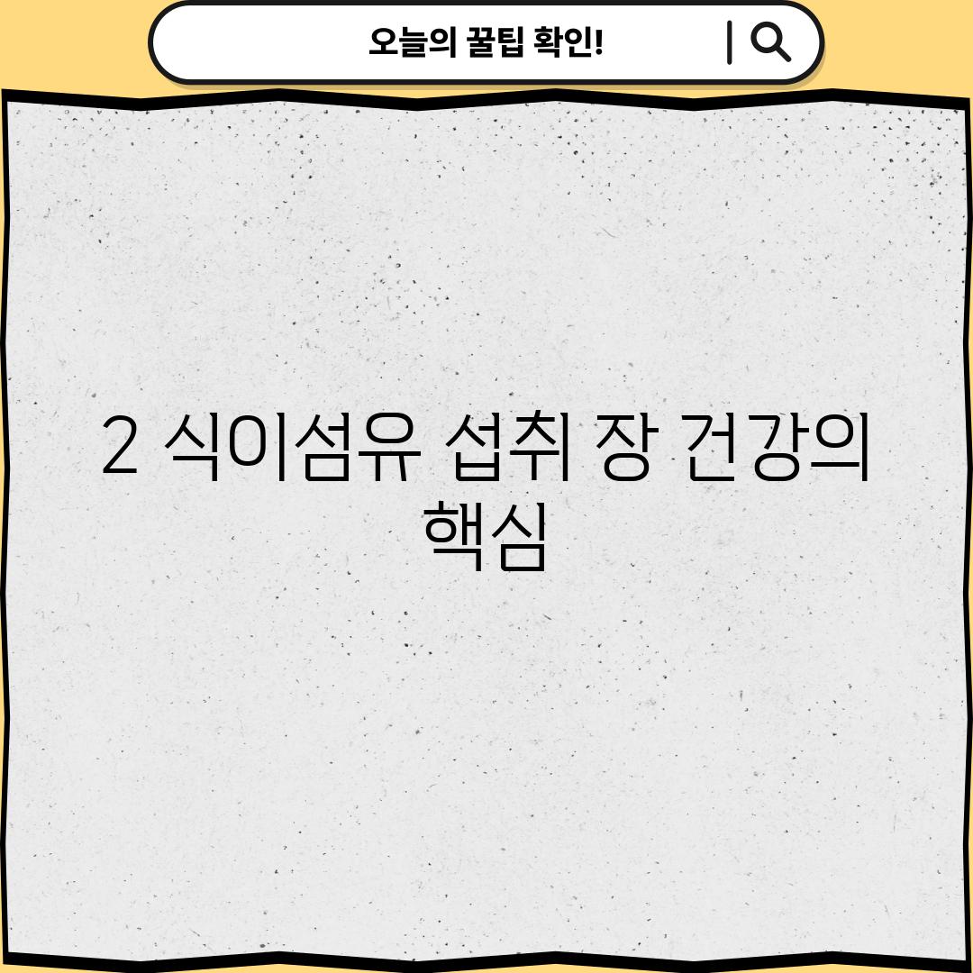 2. 식이섬유 섭취: 장 건강의 핵심