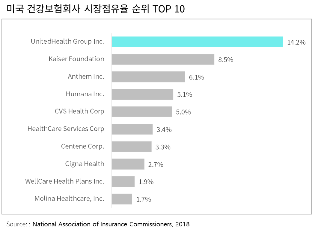 미국 건강보험회사 TOP10