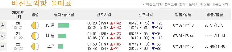 비진도 물때