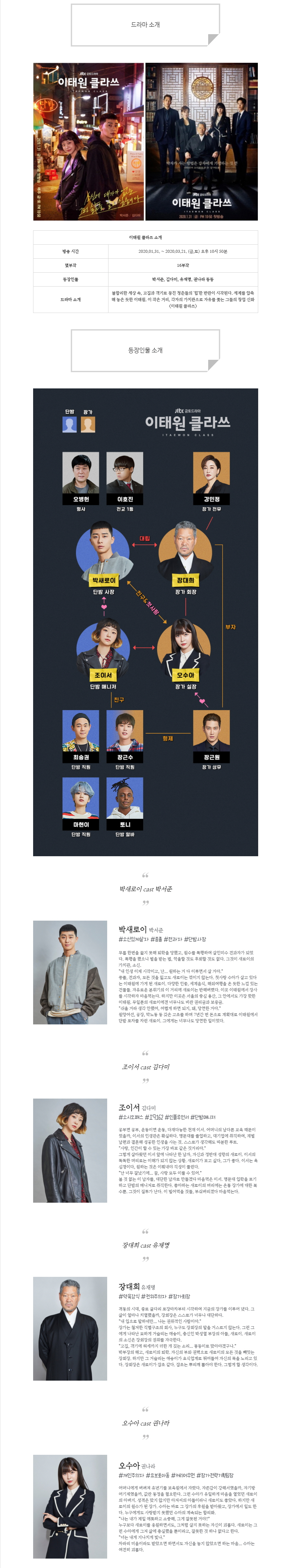  [금토드라마] 이태원클라쓰 인물관계도, 몇부작, 정보 소개