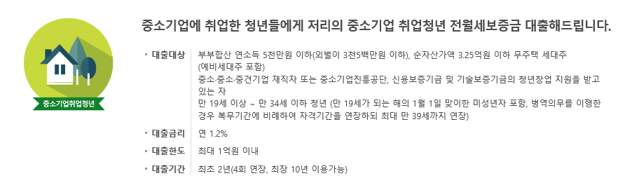  중소기업 취업 청년 전세 보증금 대출 (중기청) 내용 정리