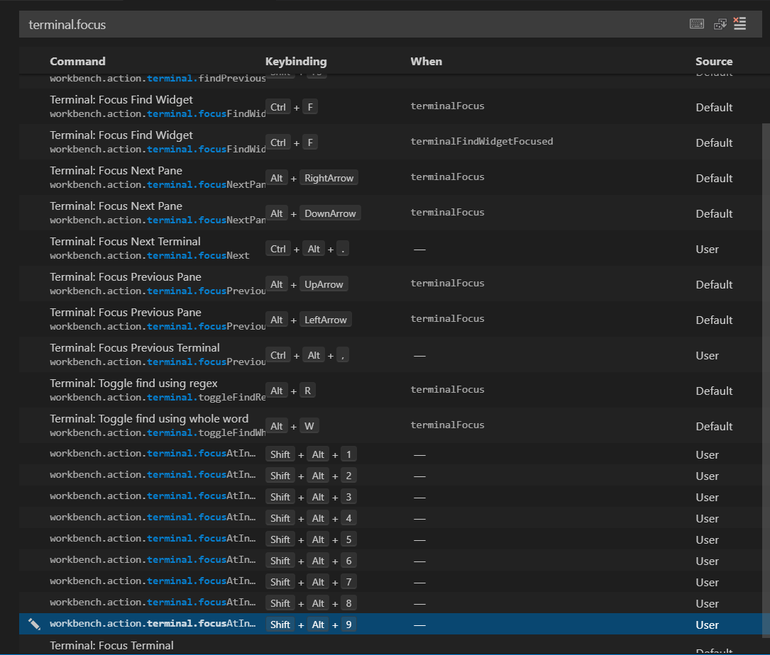 vscode terminal 단축키