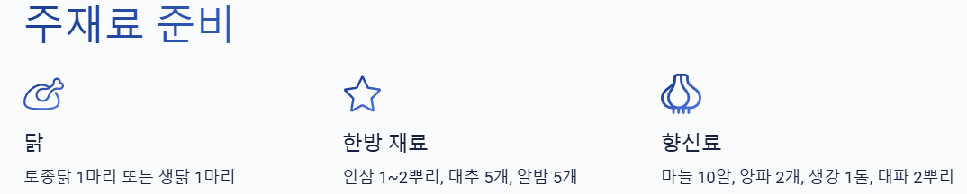 닭백숙 주재료