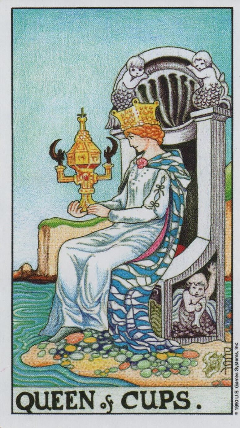  [타로 마이너카드]Queen of Cups 컵 여왕 카드 정방향/ 역방향 뜻, 의미, 상징