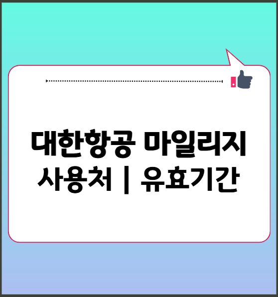 대한항공 마일리지 사용처, 가치, 유효기간 총정리