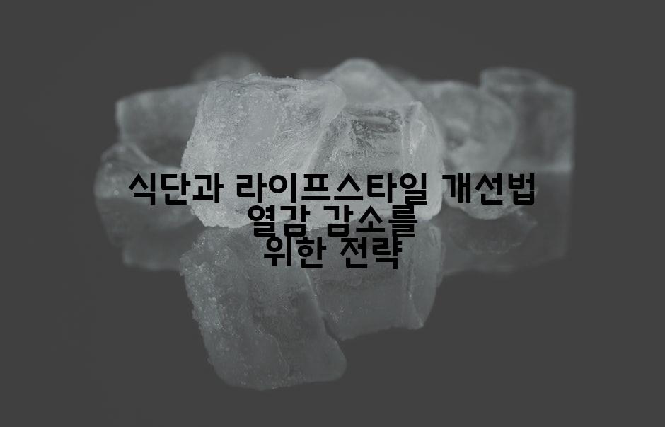 식단과 라이프스타일 개선법 열감 감소를 위한 전략