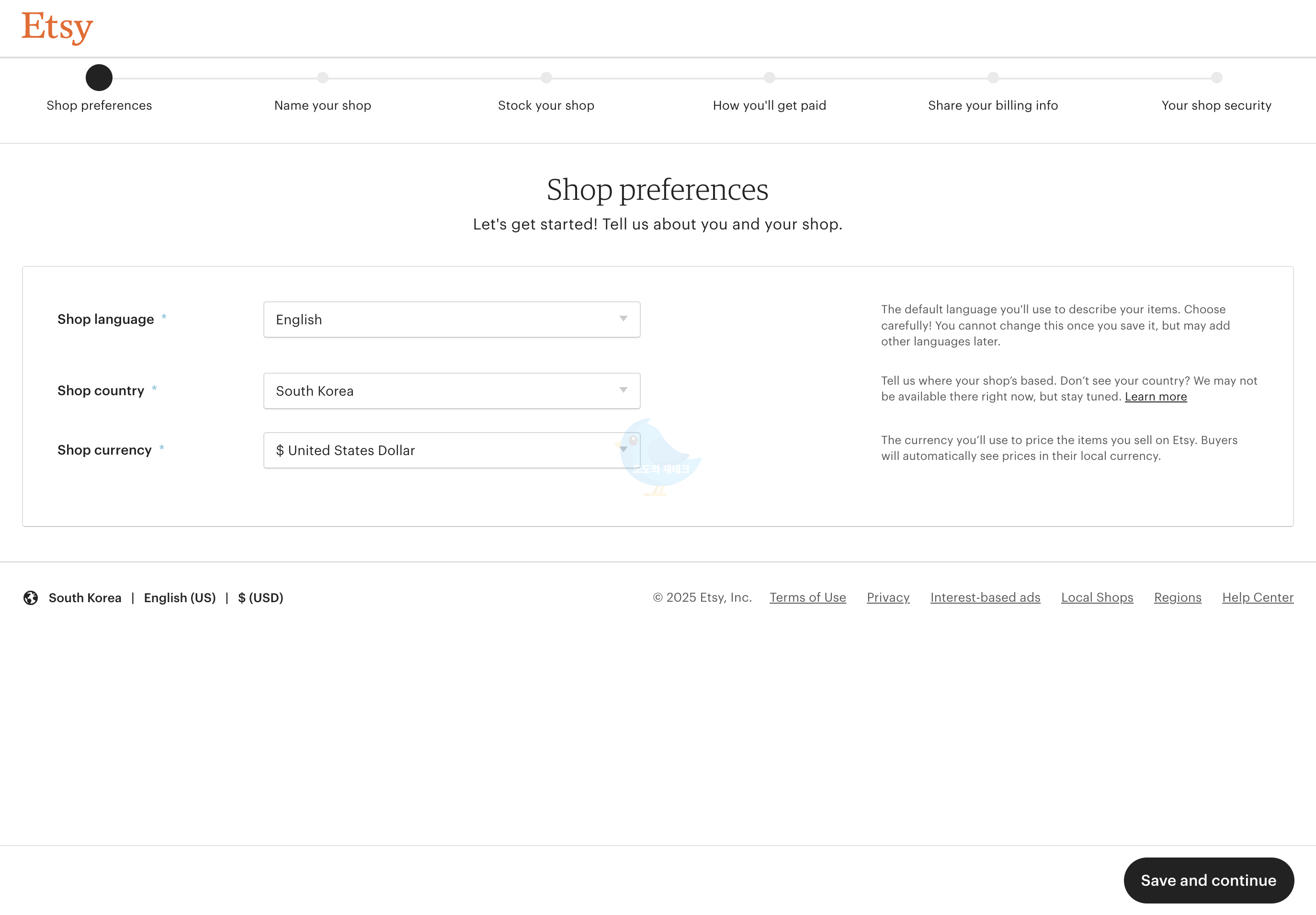 엣시샵 개설(Shop preferences)