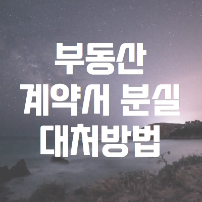  부동산 계약서 분실 대처방법(등기권리증