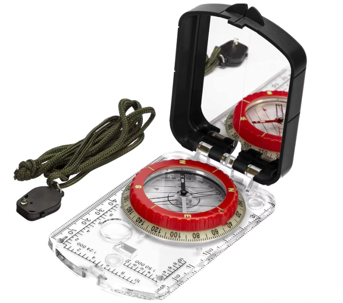 Orienteering Map Compass-Sighting Mirror with Adjustable Declination,Clinometer&LED light for Hiking,Camping,Hunting,Mountaineer