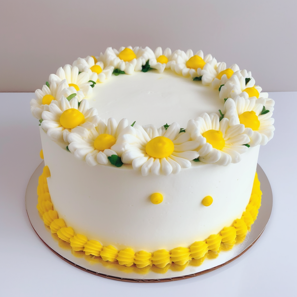 노란색 꽃 케이크