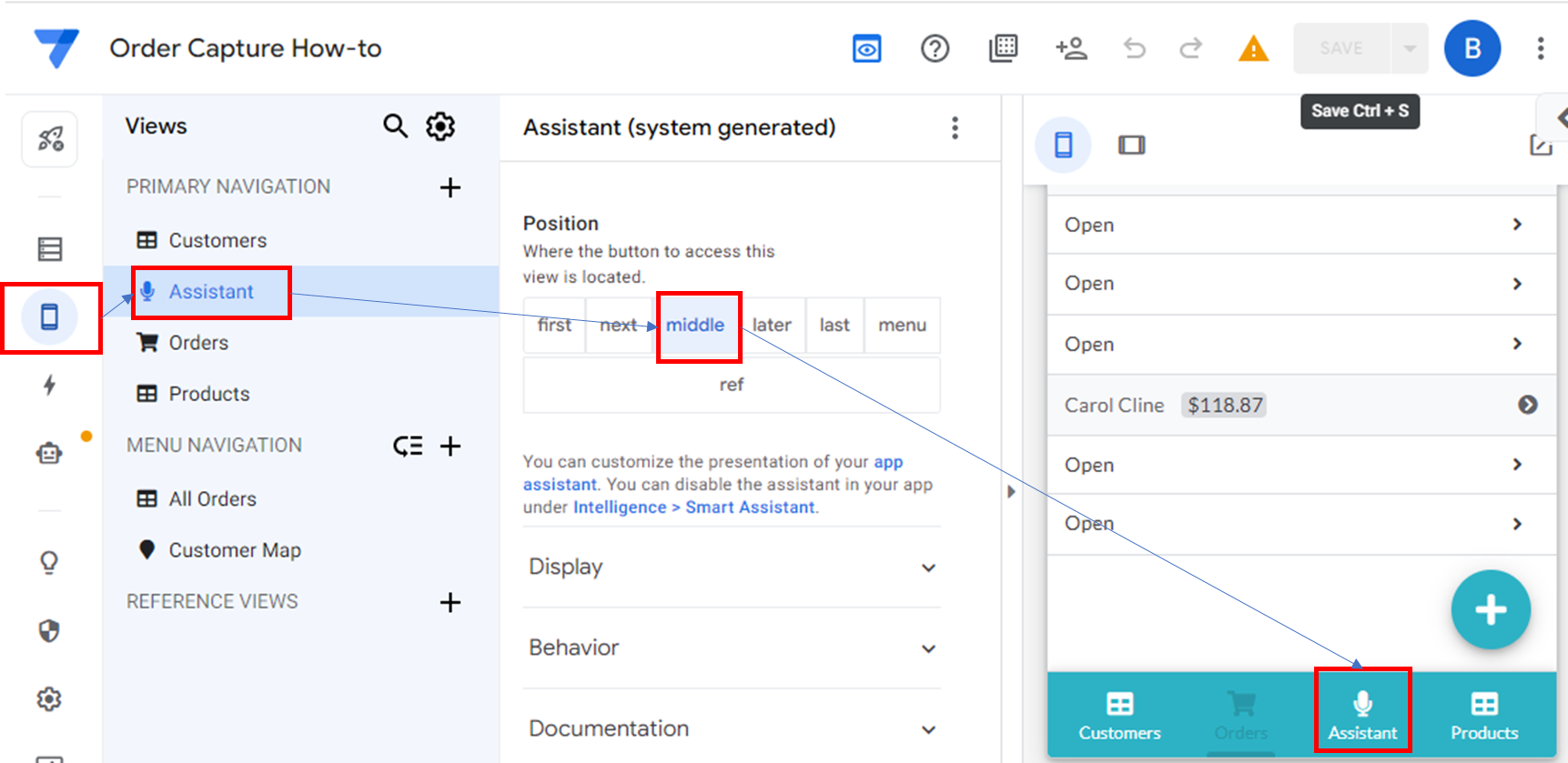 Smart Assistant 아이콘 위치 변경