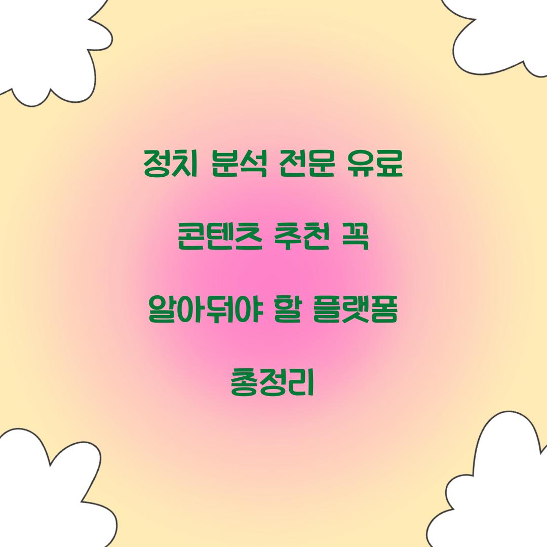 정치 분석 전문 유료 콘텐츠 추천