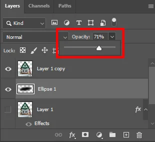 어도비 포토샵에서 레이어 위치를 바꾸는 모습