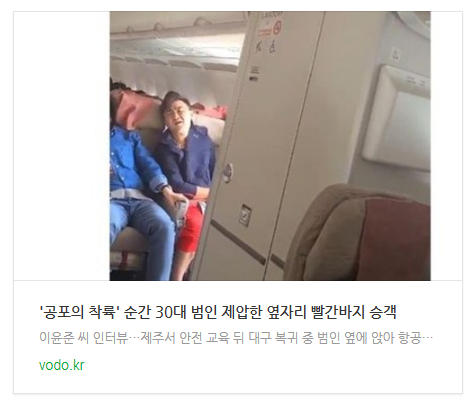  '공포의 착륙' 순간 30대 범인 제압한 옆자리 빨간바지 승객