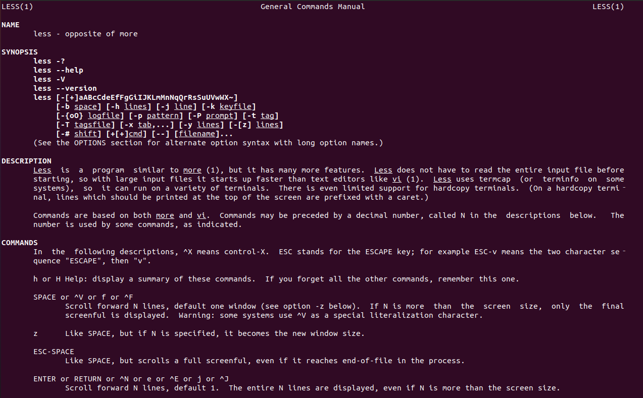 명령어 매뉴얼 출력