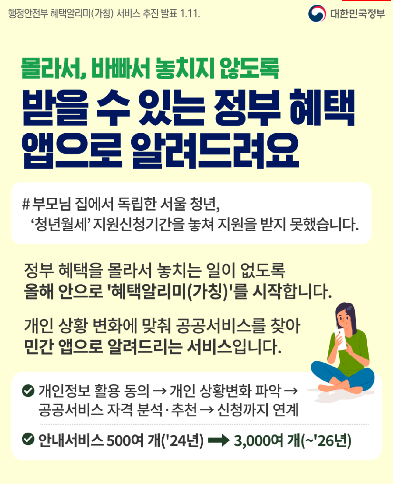  몰라서 놓친 혜택, 정부가 알아서 챙겨준다.. 올 연말 '혜택알리미' 도입