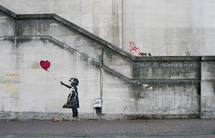 [출처] 뱅크시(Banksy) - 풍선을 든 소녀(Girl with Balloon), Waterloo Bridge, London❘작성자 Patrick
