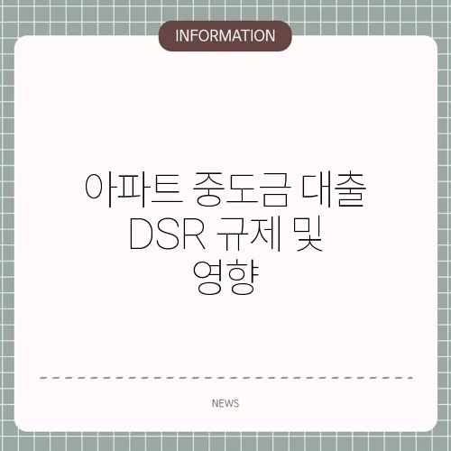 아파트 중도금 대출 DSR 규제 및 영향