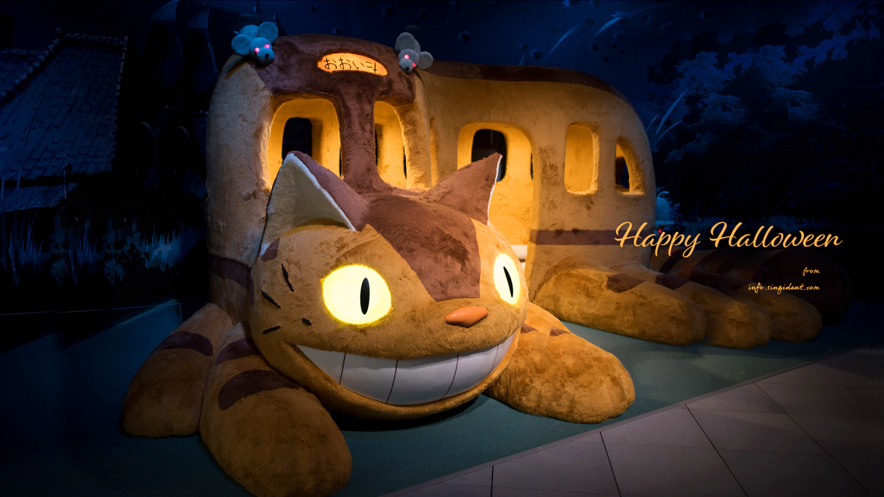 12 고양이 버스 C - Happy Halloween 어두운배경화면