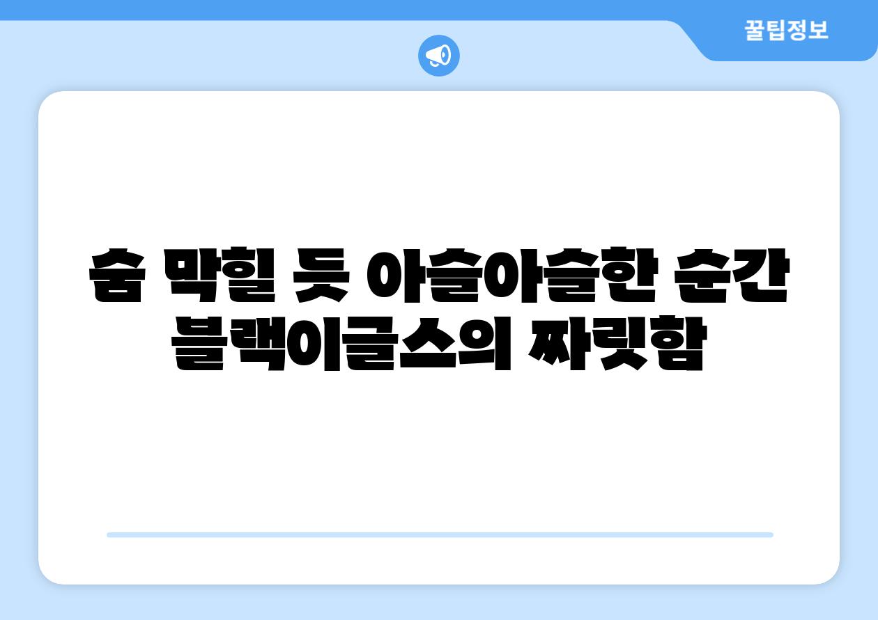 숨 막힐 듯 아슬아슬한 순간 블랙이글스의 짜릿함