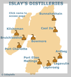 아일라이 섬 증류소 지도