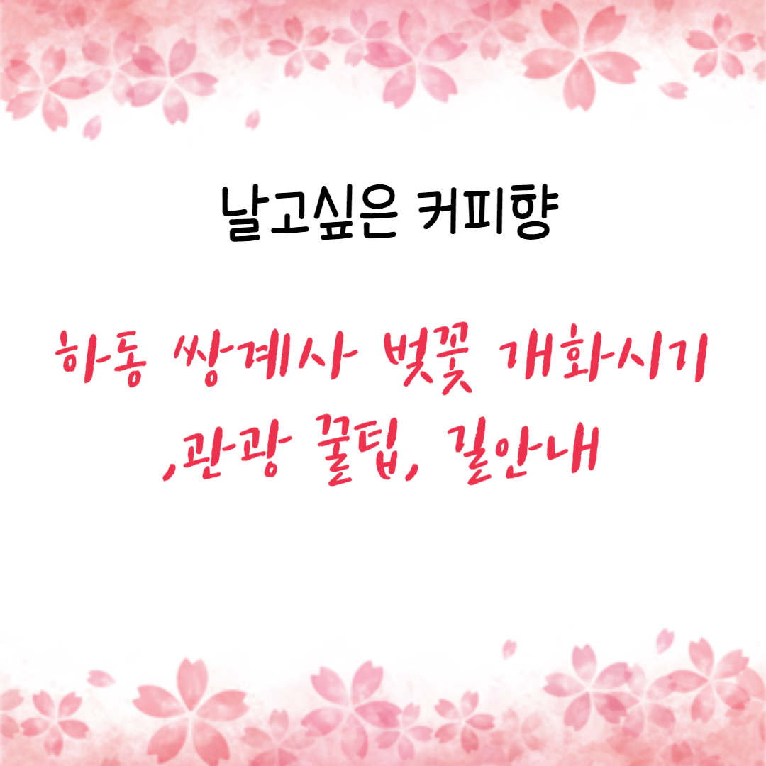하동 쌍계사 벚꽃 개화시기 &#44;관광 꿀팁&#44; 길안내
