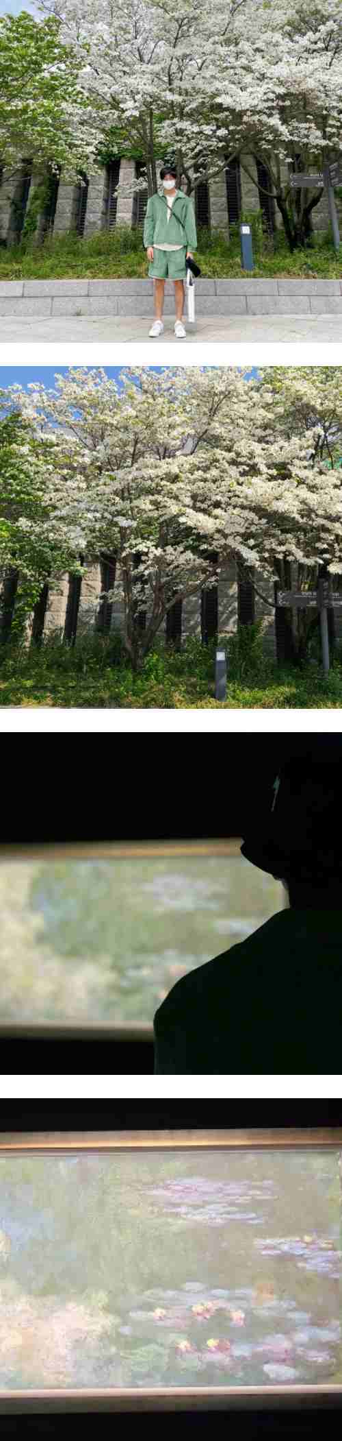 꽃나무앞-수련작품앞-남준-사진