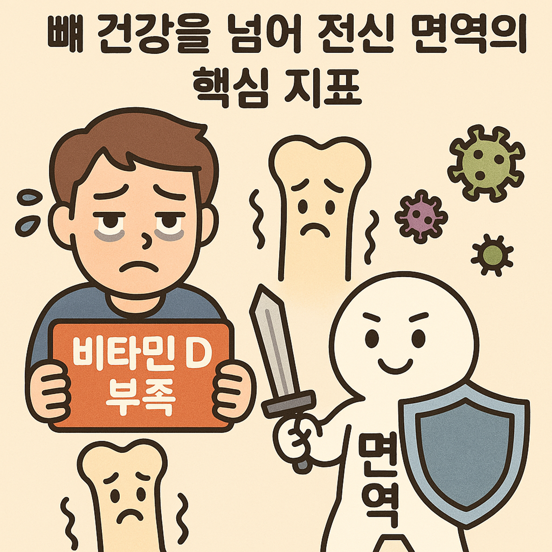 비타민 D 부족도 (혈중 농도 기준), 뼈 건강을 넘어 전신 면역의 핵심 지표