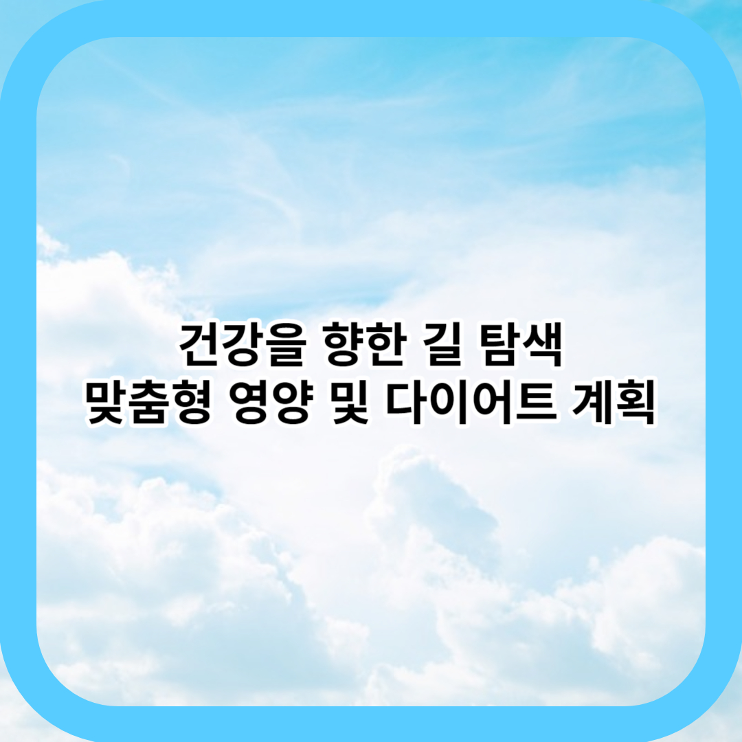  건강을 향한 길 탐색:맞춤형 영양 및 다이어트 계획
