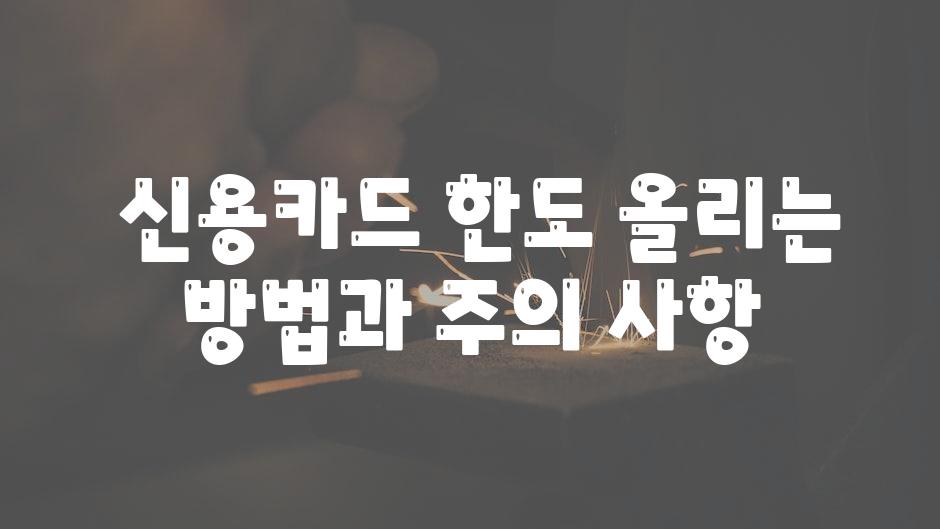  신용카드 한도 올리는 방법과 주의 사항