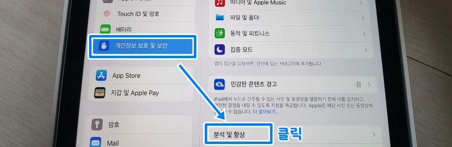 아이패드 배터리 성능 확인