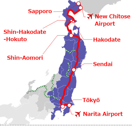 JR-동일본-미나미홋카이도-패스의-사용-범위를-표시한-지도