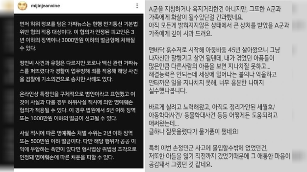  김미진, 故손정민 사건 언급해 논란…결국 사과 "멈춰달라"