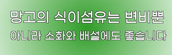  망고의 식이섬유는 변비뿐 아니라 소화와 배설에도 좋습니다