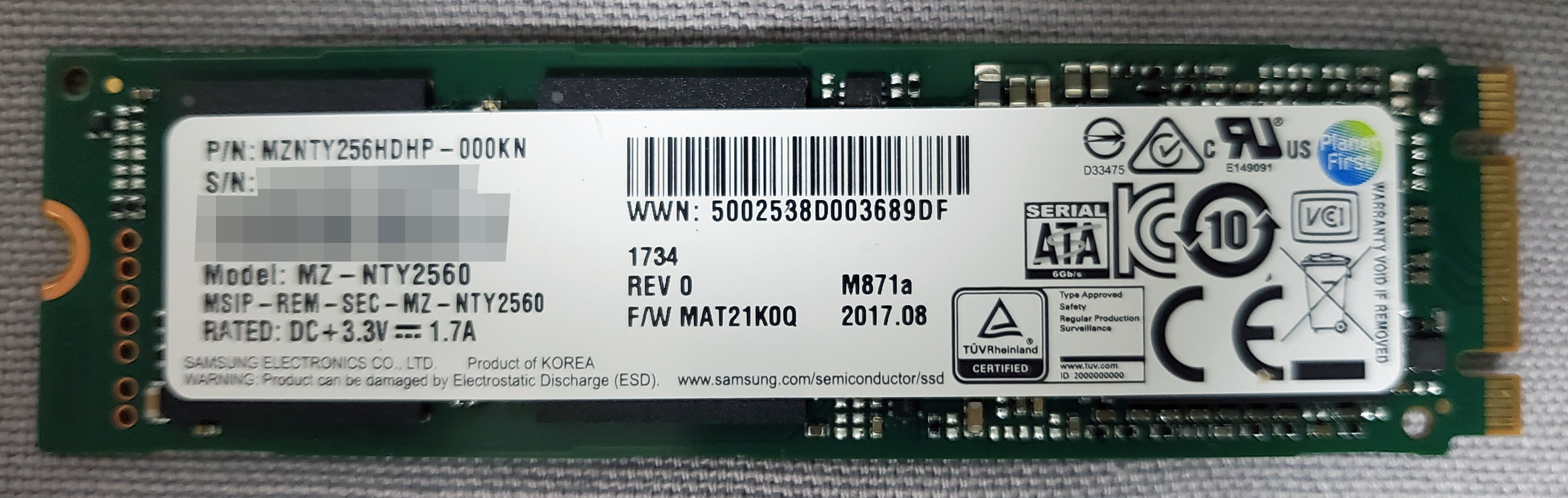 Samsung M871a 256GB (MZ-NTY2560 &amp;#124; MZNTY256HDHP-000KN)