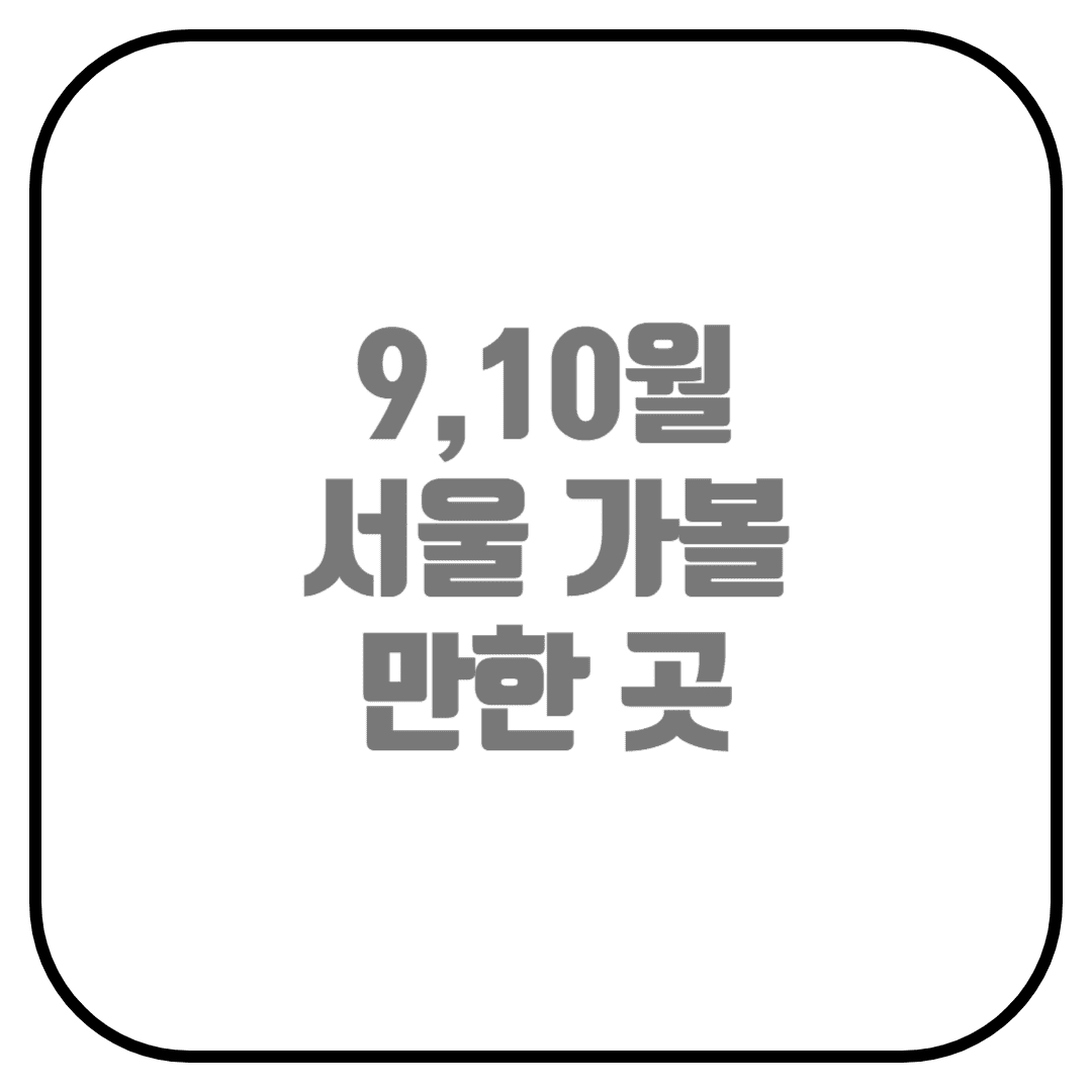  9월 10월 서울 가볼 만한 곳 알아보기 (가을 축제, 가을 행사)